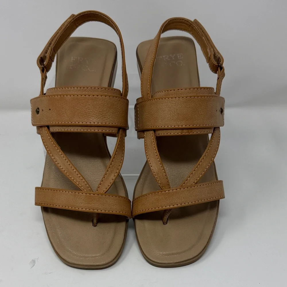 Frye and Co. Cassia Vegan Strappy Open Toe Tan Sandals Size 8.5